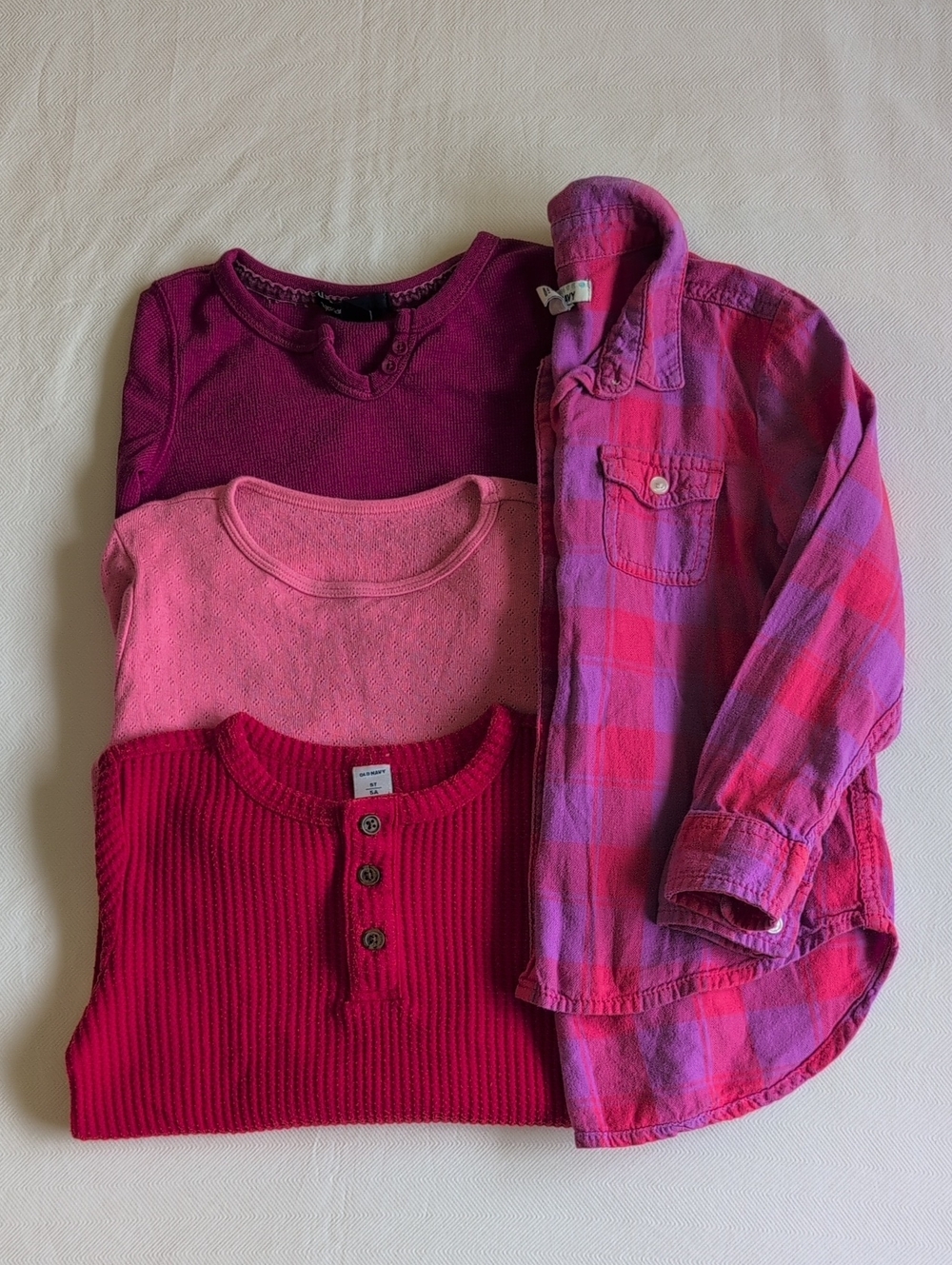 Old Navy Gap Tu Girls Plaid Flannel Waffle Thermal Tops Bundle Lot 4 Pack 5T